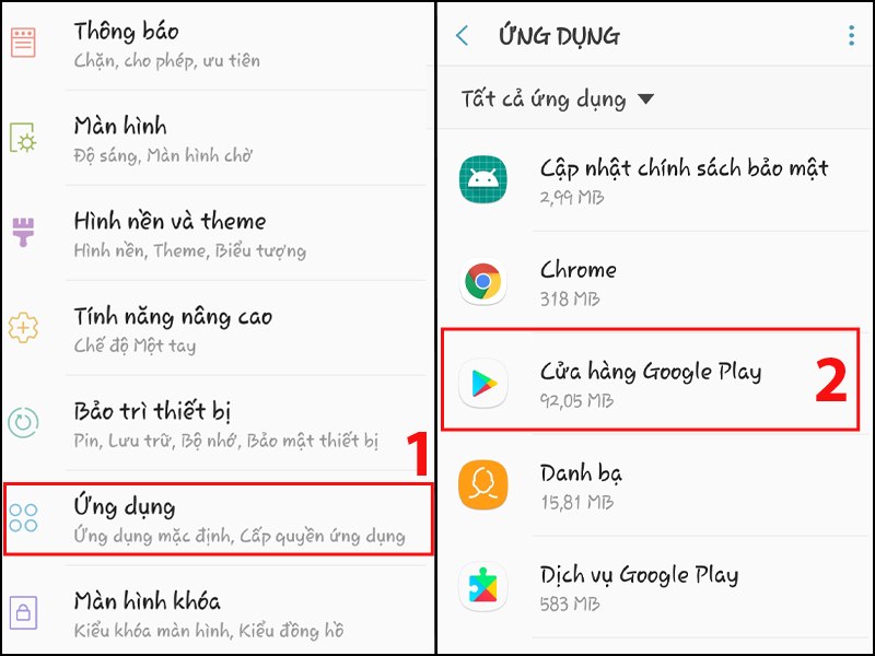 Chọn Cửa h&agrave;ng Google Play